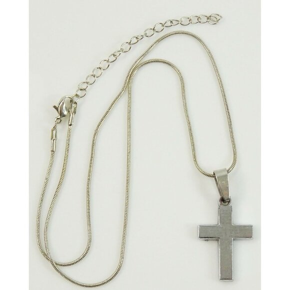 Cross Pendant w Bosnian Our Father Necklace Religious Christian Catholic Jewelry - Picture 2 of 4